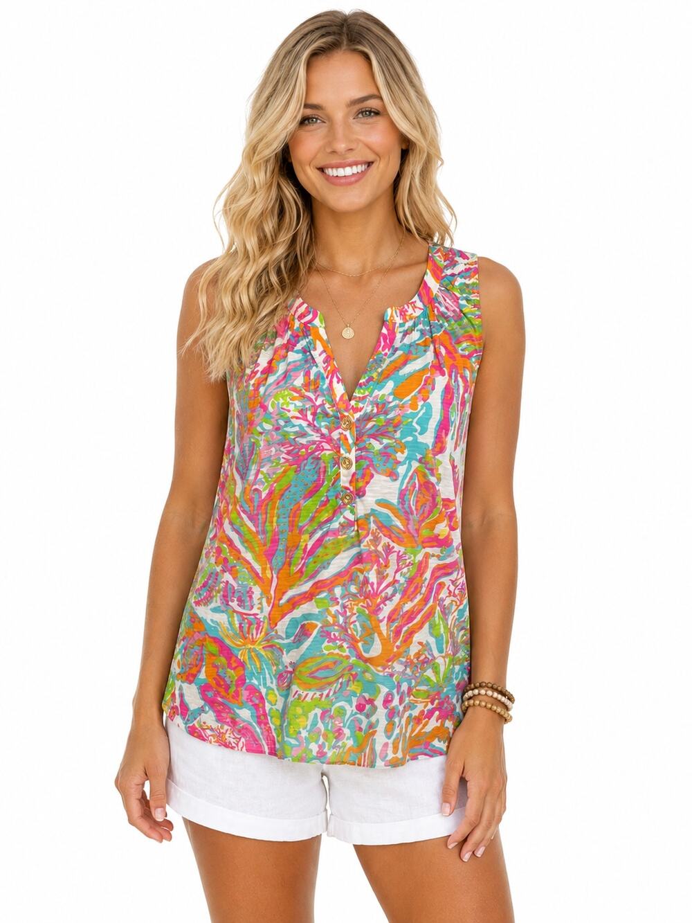 Lilly Pulitzer Essie Top Womens XS Scuba to Cuba Print Colorful Beachy Tank